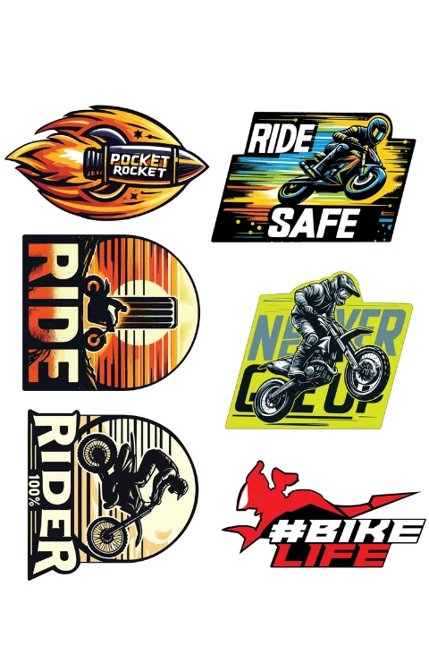 Bike Rider Packet Sticker | Printed In Premium Gloss Vinyl With FPF(Fade Protection Film), Water Proof, Precut Sticker, Pack Of 1, Size 2.0 